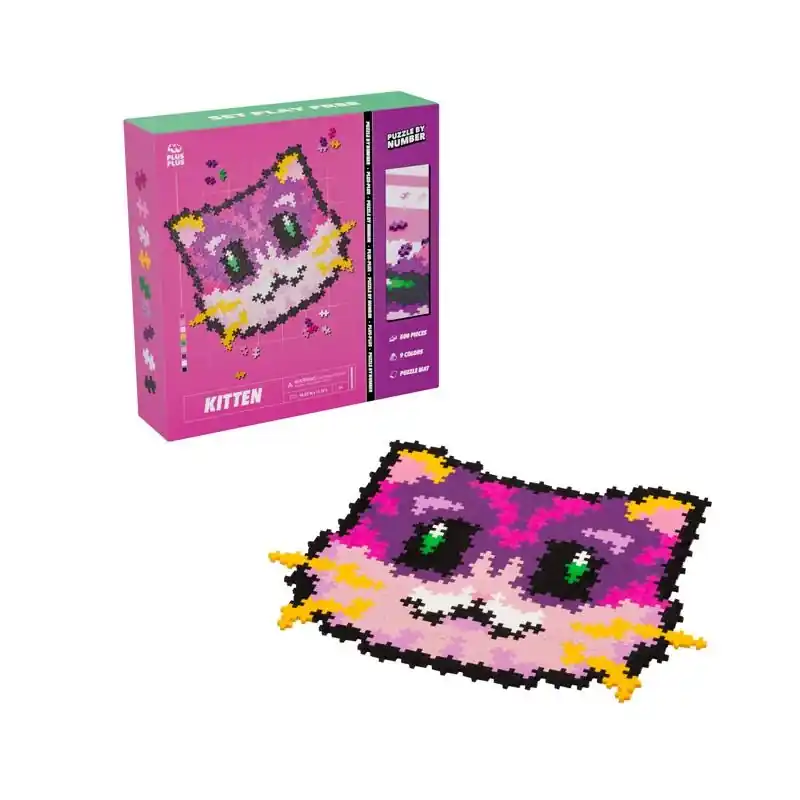 Plus-plus Kitten Puzzle By Number Multicolored 500 Piece Set