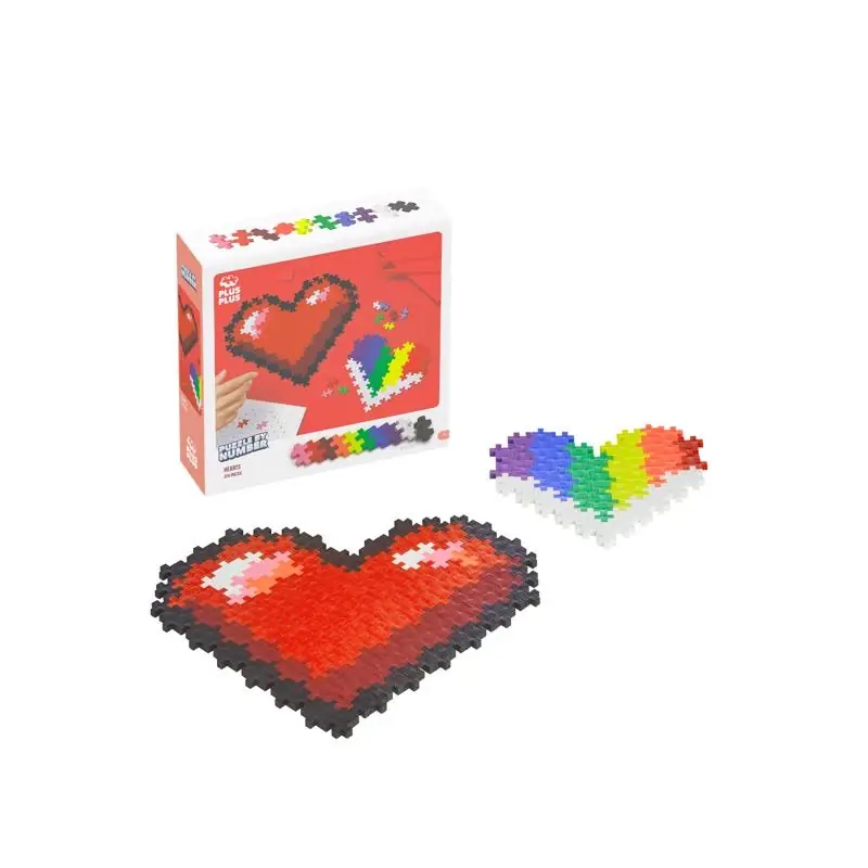 Plus-plus Puzzle By Number Hearts Puzzle Multicolored 250 Pc