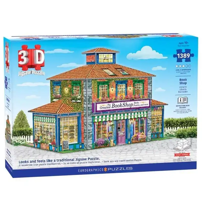 1389‑piece 3d Bookstore Puzzle – Build A Miniature Shop