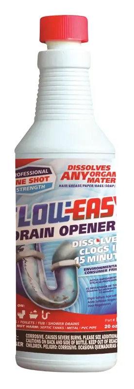 One Shot Liquid Drain Opener 20 Oz - Professional Strength Sulfuric Acid Formula