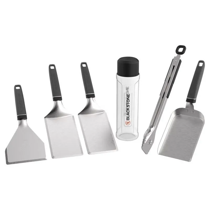 6‑piece Griddle Tool Set – Heat‑resistant Plastic Handles & Stainless Steel Utensils
