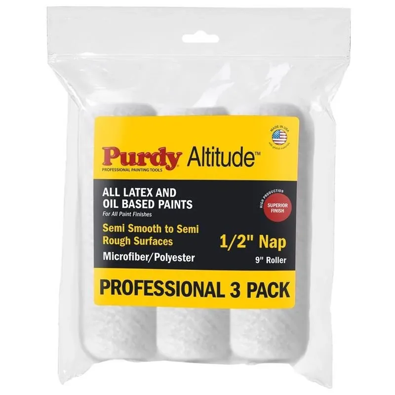 Altitude 9‑in Poly‑micro Paint Roller Cover – 1/2‑in Nap, 3‑pack, White