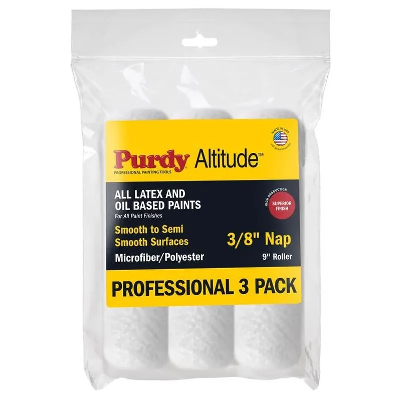 Altitude 9‑inch Poly‑micro Paint Roller Set – 3‑pack, 3/8‑inch Nap, Ideal For Smooth Surfaces
