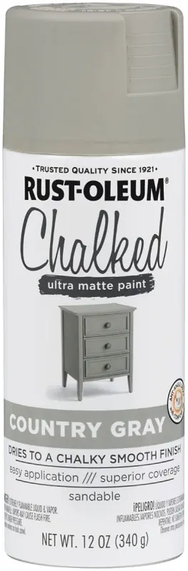 Chalked Spray Paint, Ultra Matte, Country Gray, 12-oz.