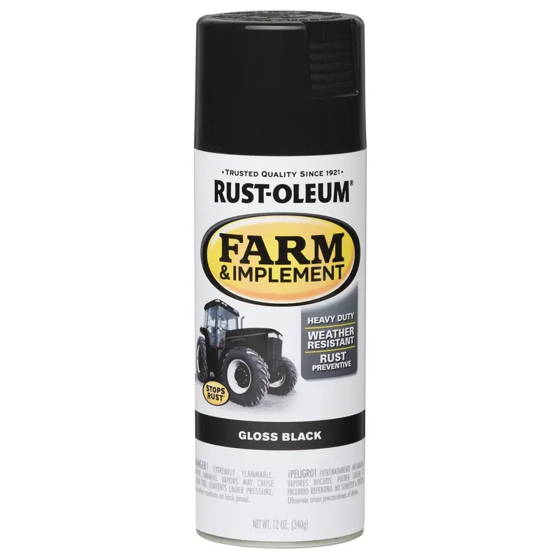 12 Oz. Gloss Black Farm & Implement Spray Paint - Durable & Versatile