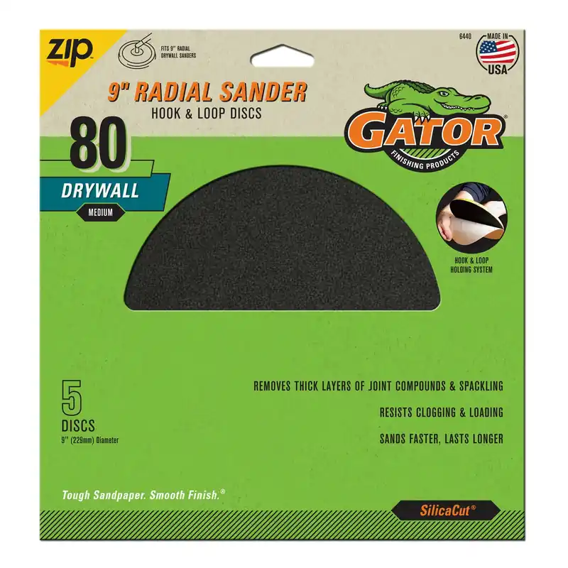 9 In. Silicon Carbide Hook And Loop Drywall Sanding Disc 80 Grit Medium 5 Pk