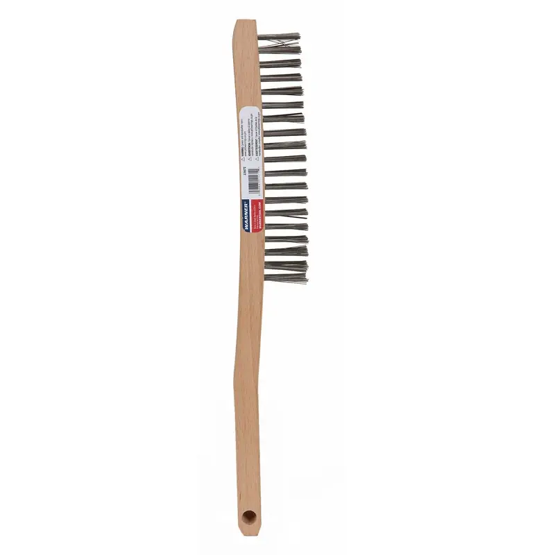 3 In. W X 13 In. L Stainless Steel Wire Brush With Curved Wooden Handle