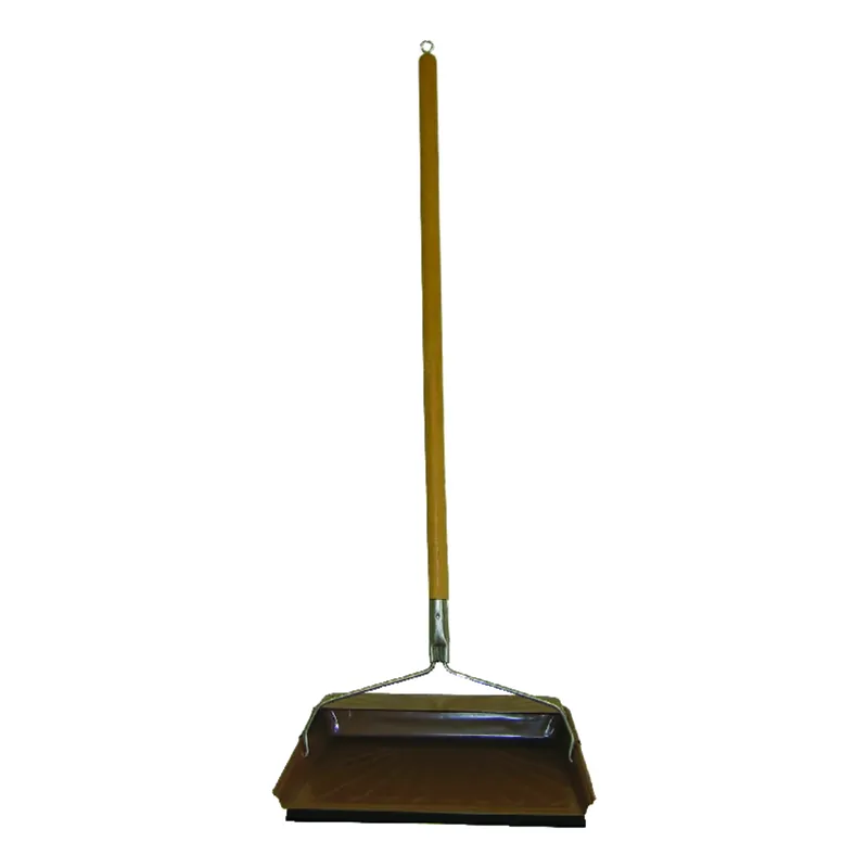 30 In. Long Handle Steel Dust Pan With Rubber Edge For Efficient Cleanup