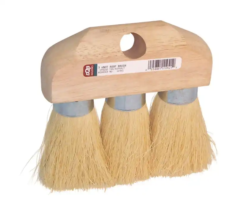 3 Knot Wood Handle Roof Brush With Tampico Bristles - 3.5 In. Width