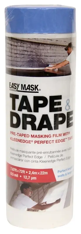 Tape & Drape 8 Ft. W X 72 Ft. L X 0.5 Mil Plastic Pre-taped Painter‘s Plastic 1 Pk