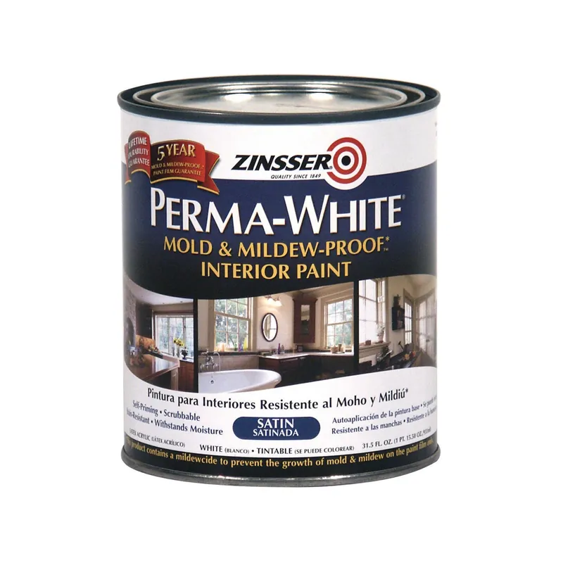 Mold & Mlidew Proof Interior Paint, White Satin, Quart