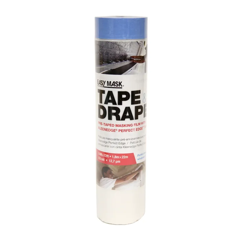 Easy Mask 6 Ft. W X 72 Ft. L X 0.5 Mil Pre-taped Plastic Masking Film 1 Pk