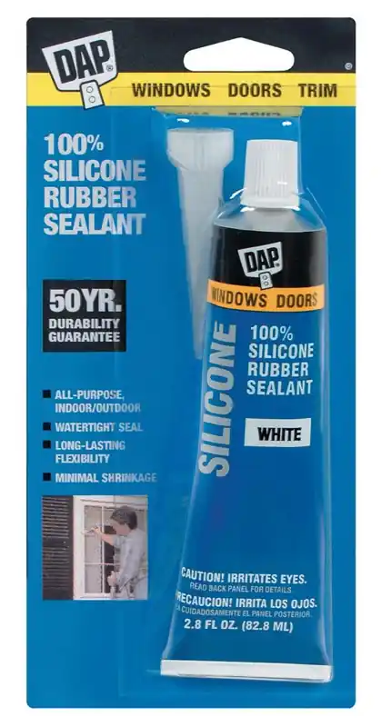 Silicone Rubber Sealant, White, 2.8-oz.