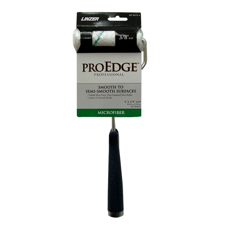 Pro Edge Microfiber Mini Paint Roller Cover + Frame, 4 X 3/8 In. Nap