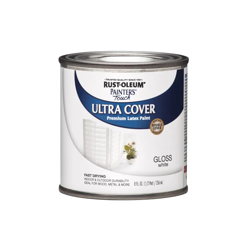 Painter‘s Touch Ultra Cover Latex Paint, White Gloss, 1/2-pt.