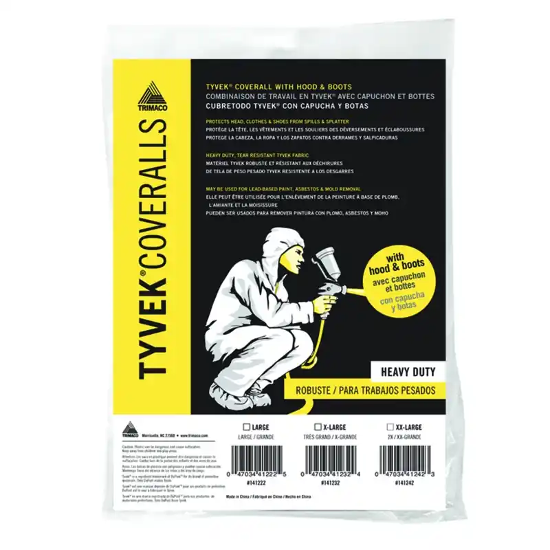 Tyvek Coverall With Hood And Boots White Xxl 1 Pk