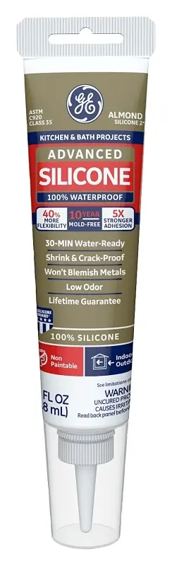 Advanced Silicone 2 Kitchen & Bath Sealant, Almond, 2.8-oz. Squeeze Tube