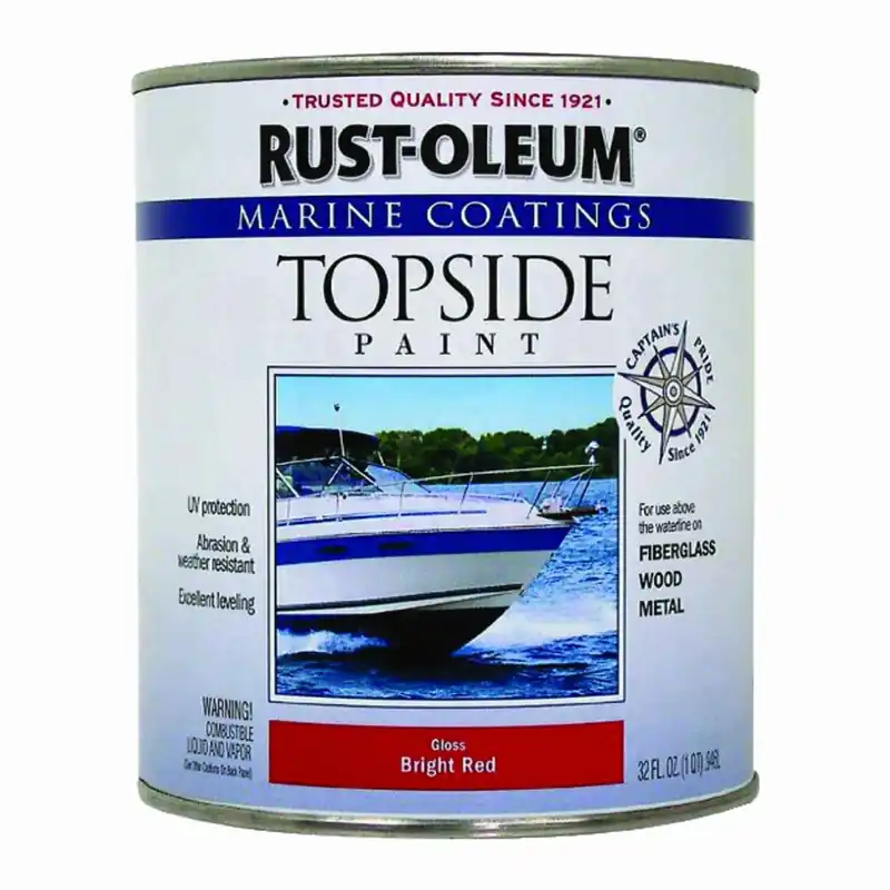 Gloss Marine Topside Paint, Brilliant Red, 1 Quart - Uv Resistant