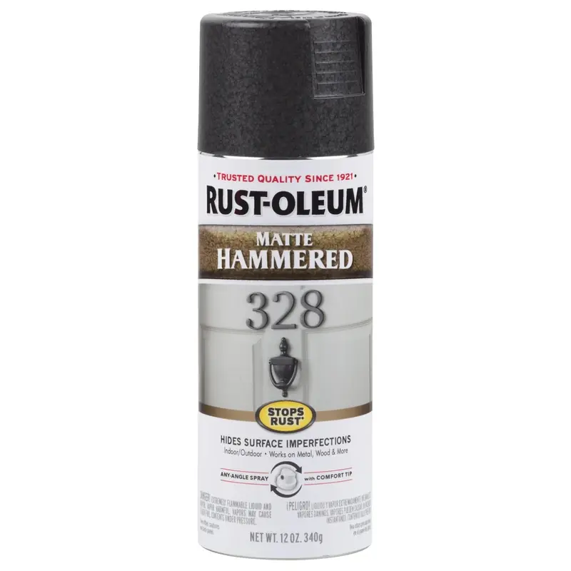 Stops Rust Hammered Spray Paint, Matte Black, 12-oz.