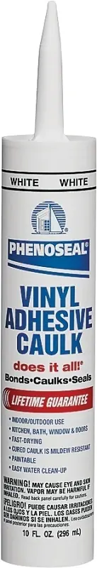 Vinyl Adhesive Caulk, White, 10-oz.