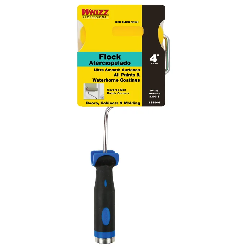 4 In. W Mini Paint Roller Frame And Cover With Threaded End For Smooth Finishes