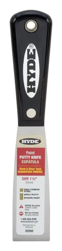 Black & Silver 1-1/4 In. Stiff Professional Putty Knife - Model 02050