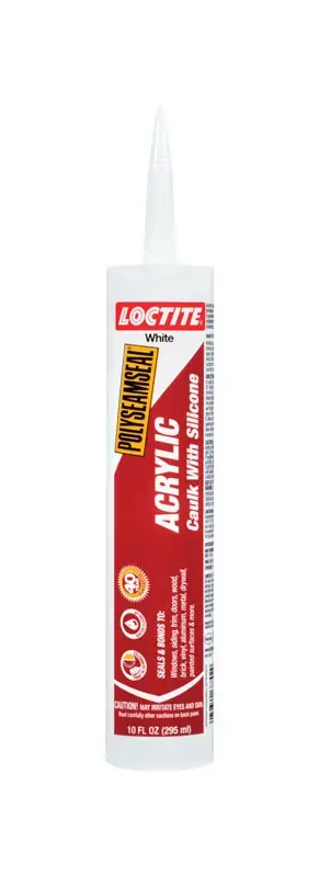 Polyseamseal Acrylic Caulk With Silicone, White, 10 Oz. Cartridge