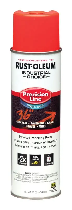 Industrial Choice Precision Line Marking Spray Paint, Fluorescent Red Orange, 17-oz.