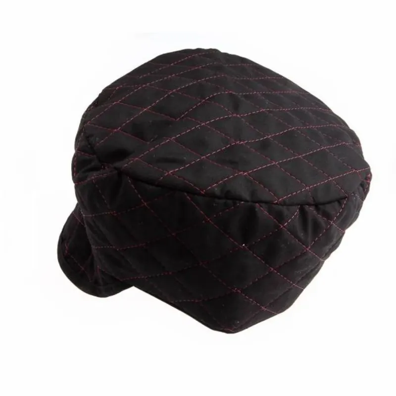 Quilted Skull Cap Black With Red Lining, 7 1/4 Inch Size