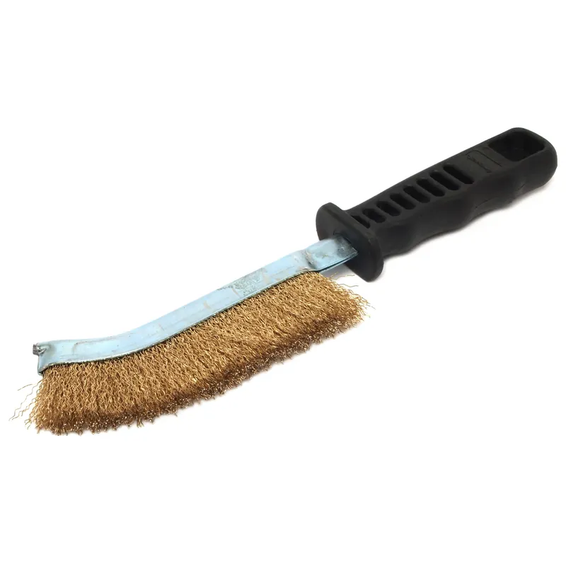 10.5 In. L X 2.25 In. W Brass Wire Scratch Brush With Plastic Handle