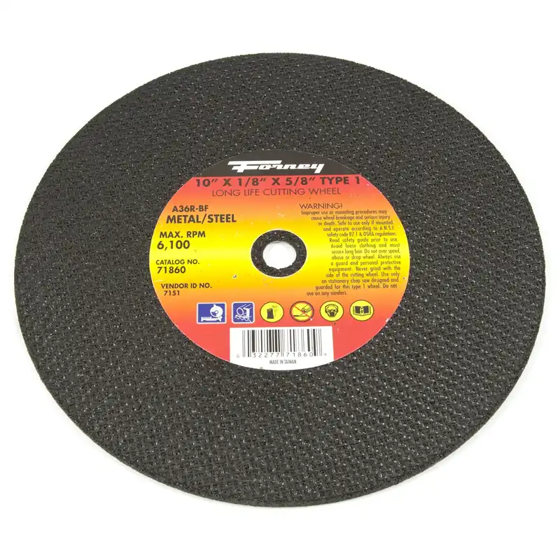 10 In. Aluminum Oxide Metal Cutting Wheel 5/8 In. Arbor A36r-bf