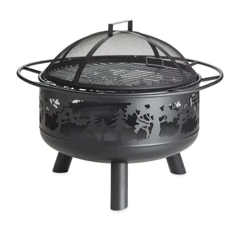 Timberline 30 In. X 23 In. Outdoor Black Steel Wood-burning Fire Pit With Spark Guard