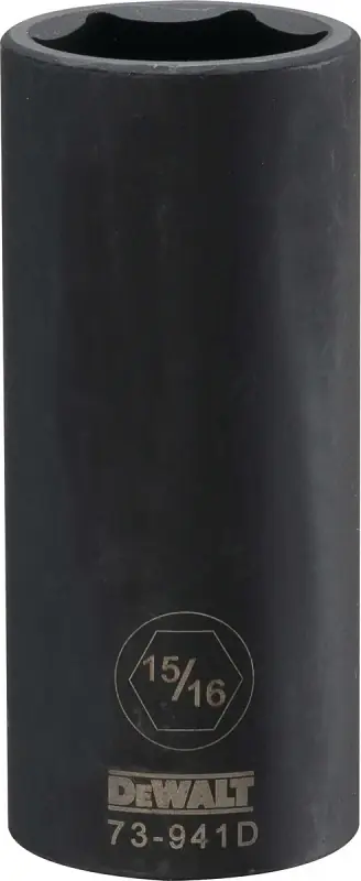 Sae Deep Impact Socket, 6-point, 1/2 In. Drive, 15/16 In.