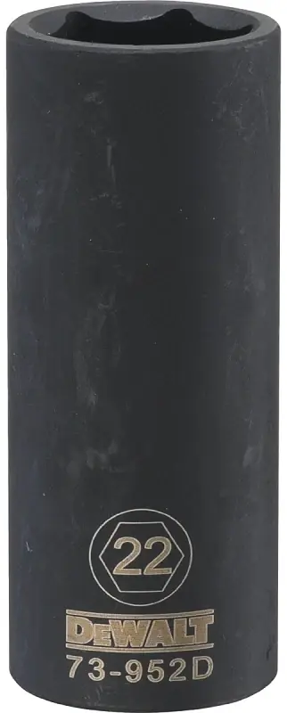 Metric Deep Impact Socket, 6-point, Black Oxide, 1/2 In. Drive, 22mm