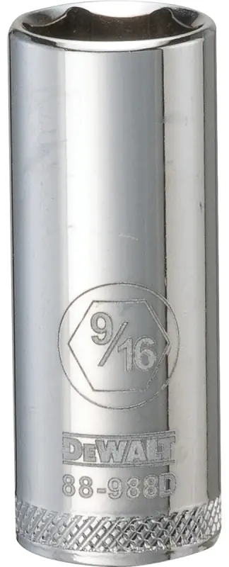 Sae Socket, Deep, 6-point, 9/16 In., 3/8 In. Drive