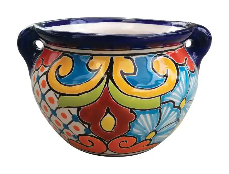 Ceramic Planter, Michoacana, Double-fired, Hand-painted, 6-in.