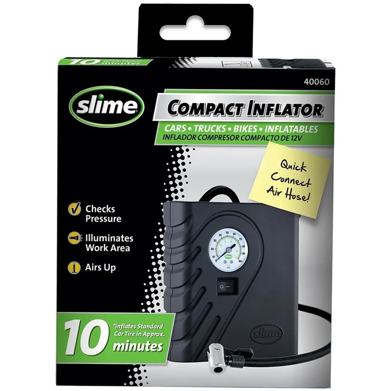 Compact Tire Inflator + Gauge & Light, 12-volt