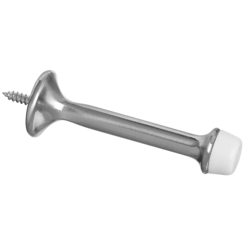 Doorstop, Wall-mount, Rigid, Heavy-duty, Satin Nickel, 3 In.