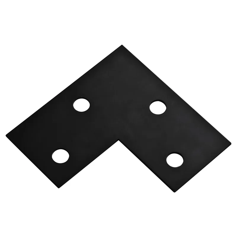 Flat Corner Brace, Black Steel, 3 X 6 In.