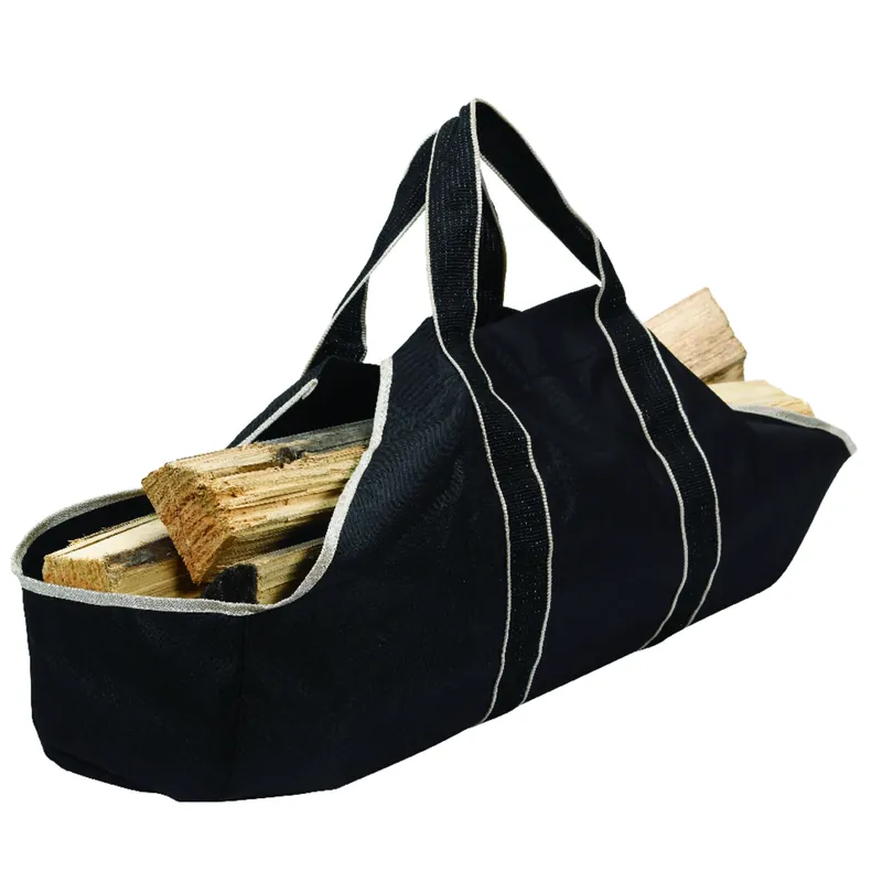 Fireplace Log Tote, Black Canvas, 12 X 27 X 12 In.