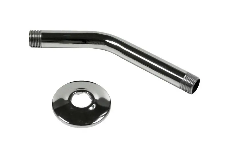 Chrome Metal 8 Inch Shower Arm And Flange With 1/2 Inch Connection