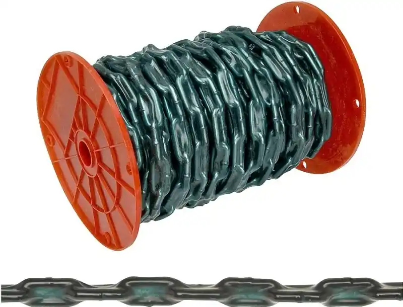 Straight Link Chain, Green Vinyl Sleeve, 2/0, 60 Ft.