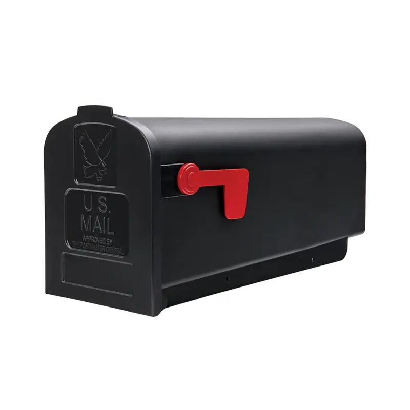 Deluxe Polybox Plastic Post Mounted Black Mailbox 9-9/16" H X 7-7/8" W X 19-3/8" L