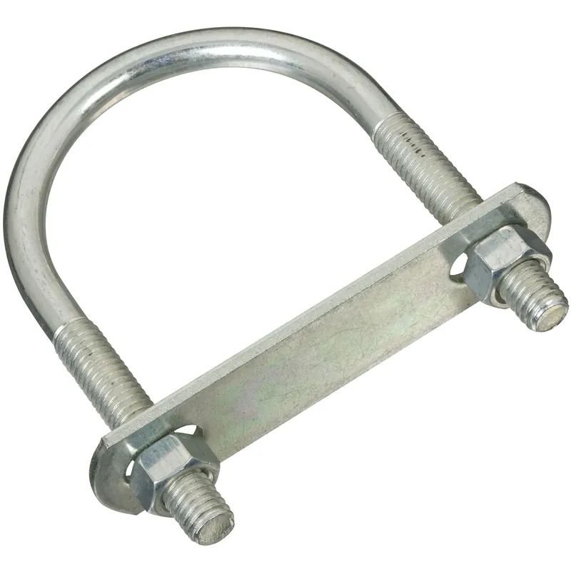 U Bolt With Plate & Hex Nuts, 642 Zinc, 3/8 X 2-1/2 X 4 In.