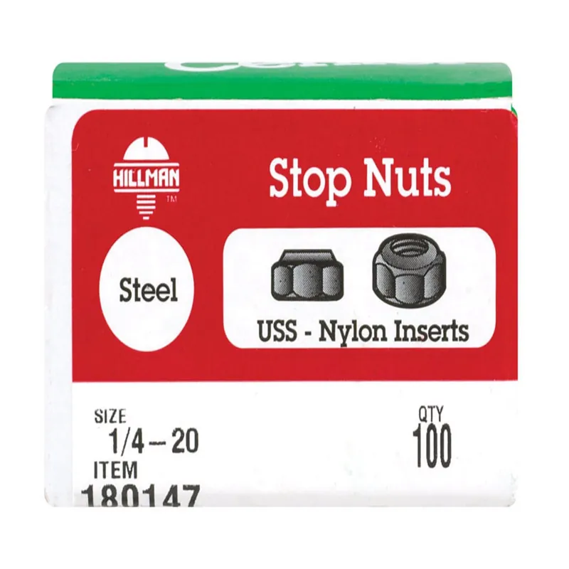 1/4-20 In. Zinc-plated Steel Uss Nylon Lock Nut 100 Pk