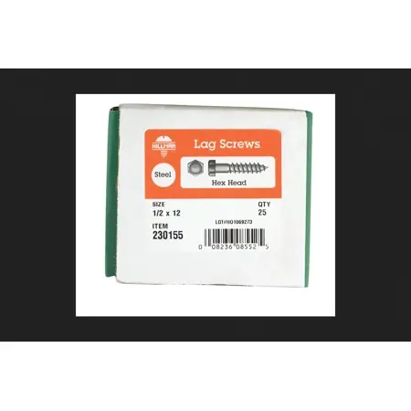 1/2 In. X 12 In. L Hex Zinc-plated Steel Lag Screw 25 Pk