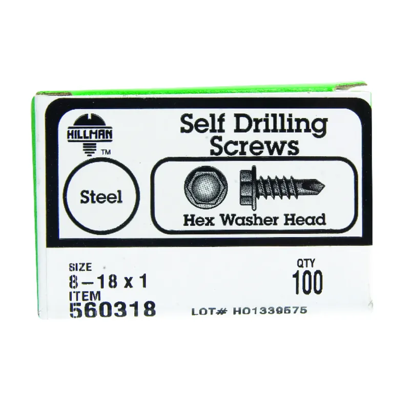 No. 8 Ga. X 1 In. L Hex Hex Washer Head Self-drilling Screws 100 Pk