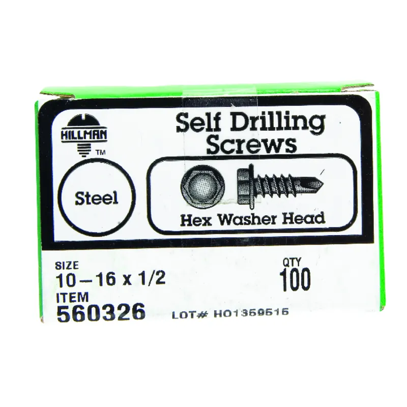 No. 10-16 Ga. X 1/2 In. L Hex Hex Washer Head Self-drilling Screws 100 Pk