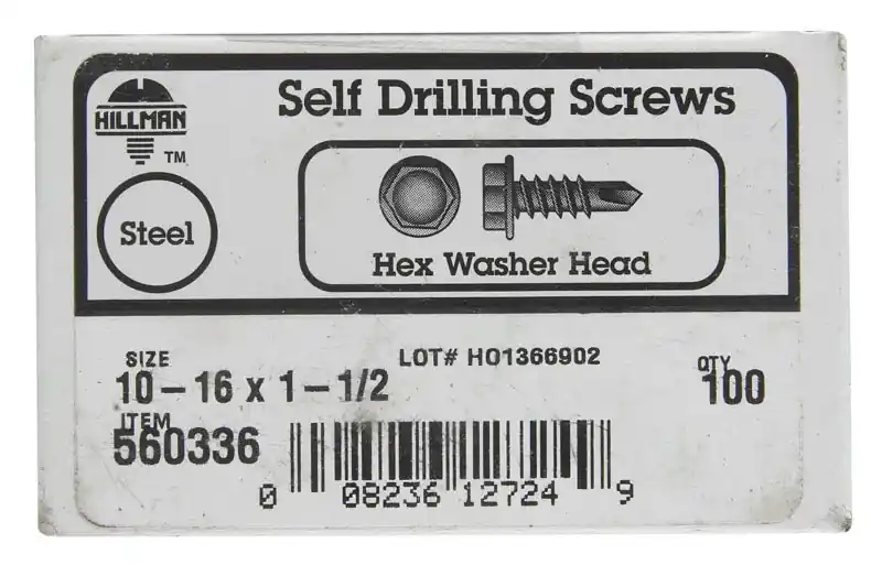 No. 10-16 Ga. X 1-1/2 In. L Hex Hex Washer Head Sheet Metal Screws 100 Pk