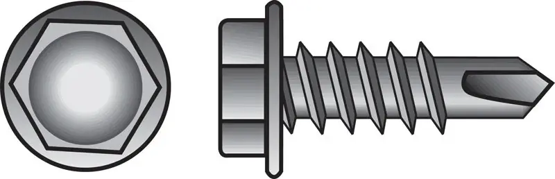 No. 10 Ga. X 2 In. L Hex Hex Washer Head Sheet Metal Screws 100 Pk